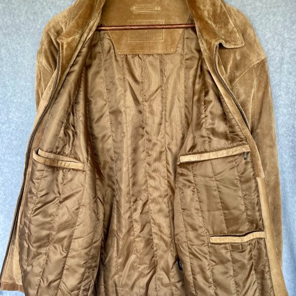 Roundtree & Yorke Men’s XLT Genuine Suede Leather Jacket – Camel Tan Zip-Up Clas - Picture 4 of 8